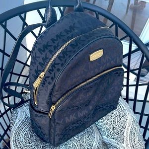 Michael Kors Gorgeous black Rhea MK logo backpack, large